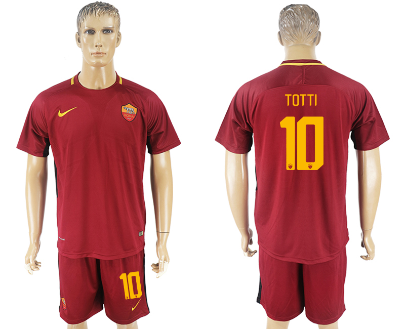 Men 2017-2018 club Rome home 10 red soccer jersey